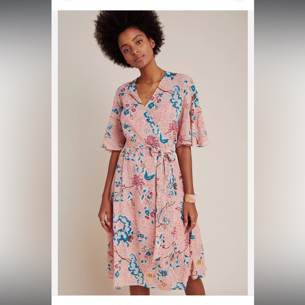 Anthropologie Maeve Boho Adelaide Midi ‎ Floral Wrap Dress- XL